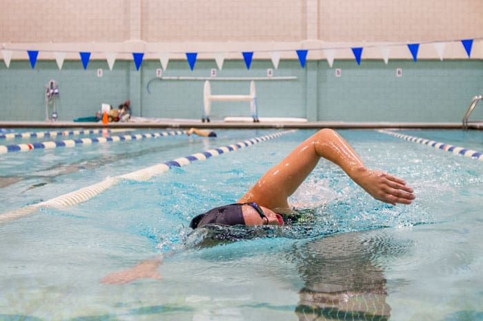 Woman doing laps in the Turner Community Pool