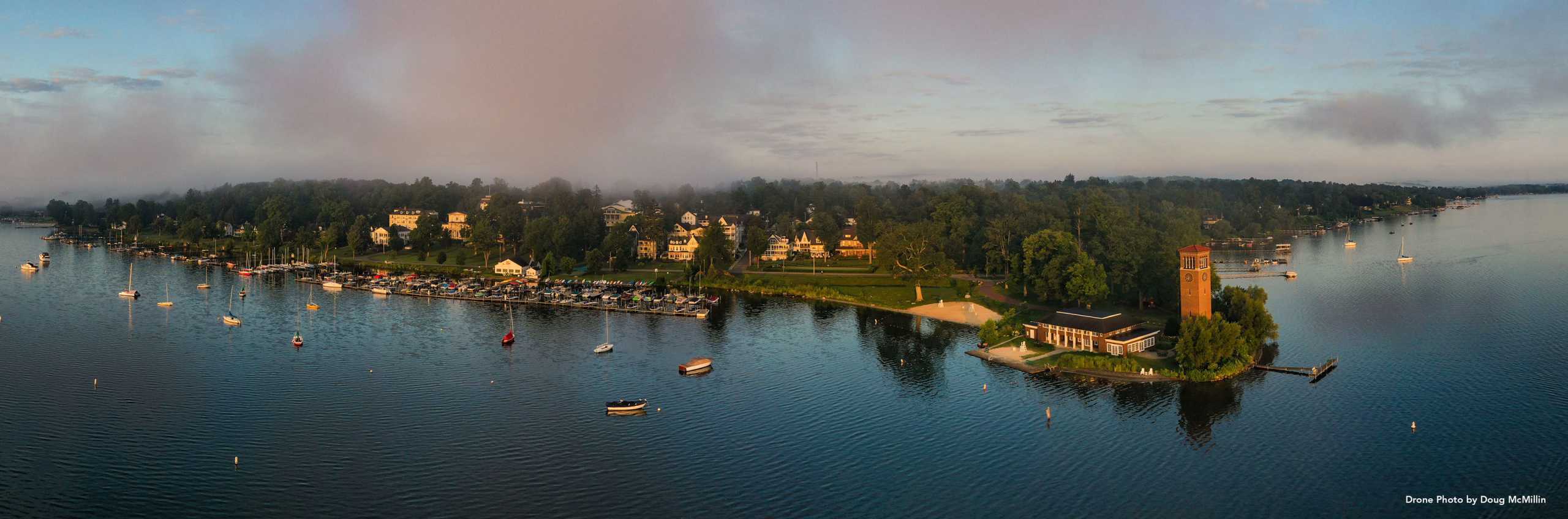 Drone photo of lakefront by Doug McMillin