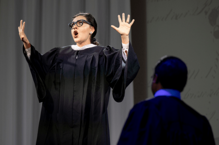 Kelly Guerra as Ruth Bader Ginsburg on Stage