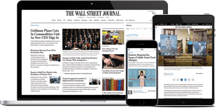 View of The Wallstreet Journal on different devices
