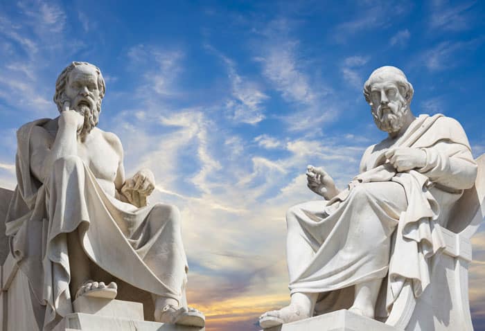 Statues of Socrates and Plato