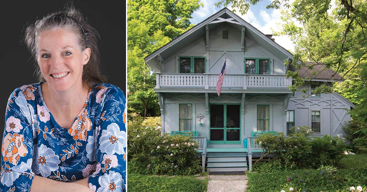 Betsy Burgeson's headshot and Miller Edison Cottage