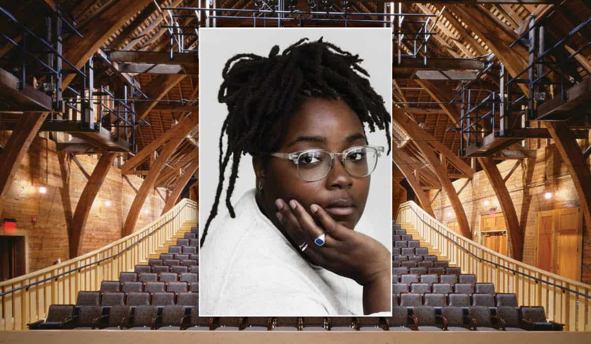 C.A. Johnson's headshot over a photo of the inside of Bratton Theater